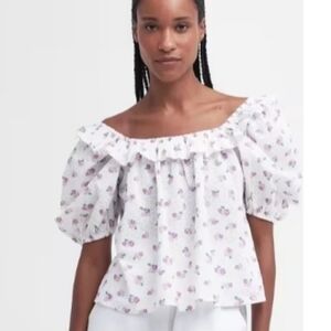 Barbour Off The‎ Shoulder Top In White Floral